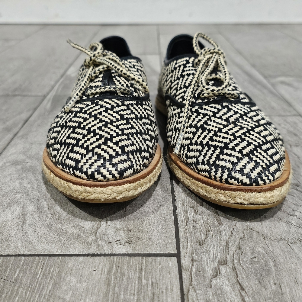LOEFFLER RANDALL Kayla Black Woven Mesh Lace Up Espadrille Loafers 9M - Picture 4 of 8